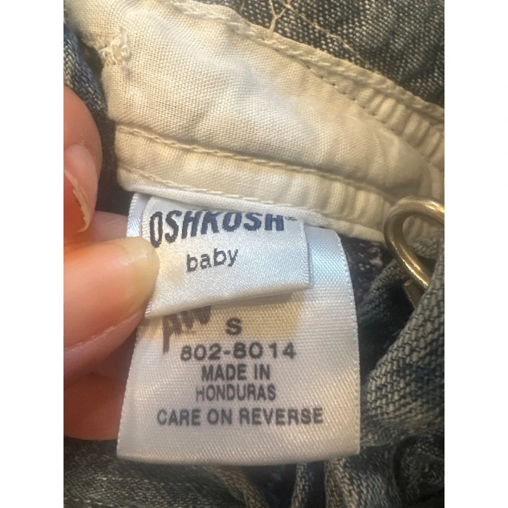 OshKosh Bgosh Baby Vestbak Denim Overalls Blue Snap VTG 90's Size Small